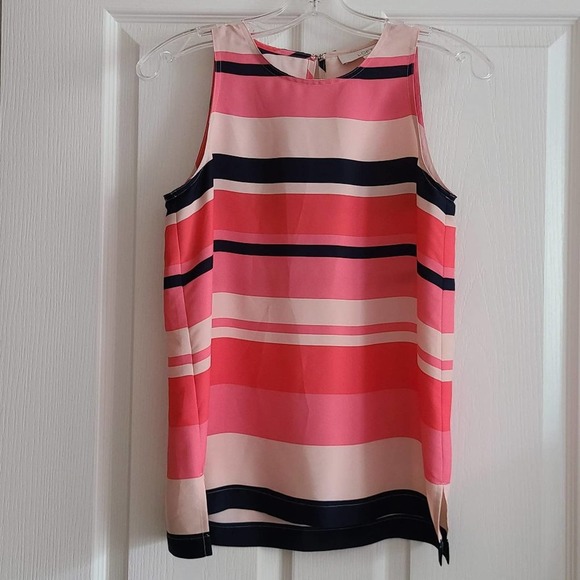 LOFT Tops - ANN‎ TAYLOR LOFT Multicolor Pink Black Striped Sleeveless Top Women's Size XS